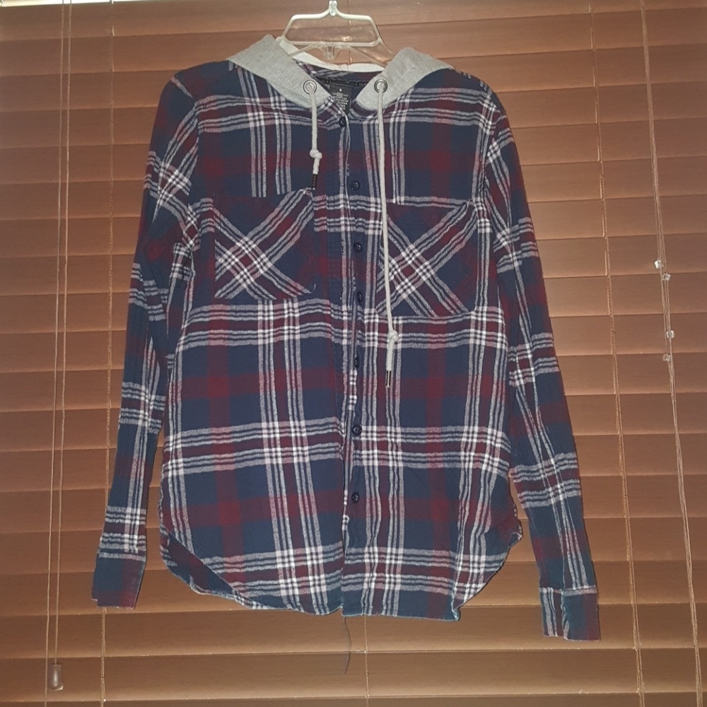 Hooded flannel shirt